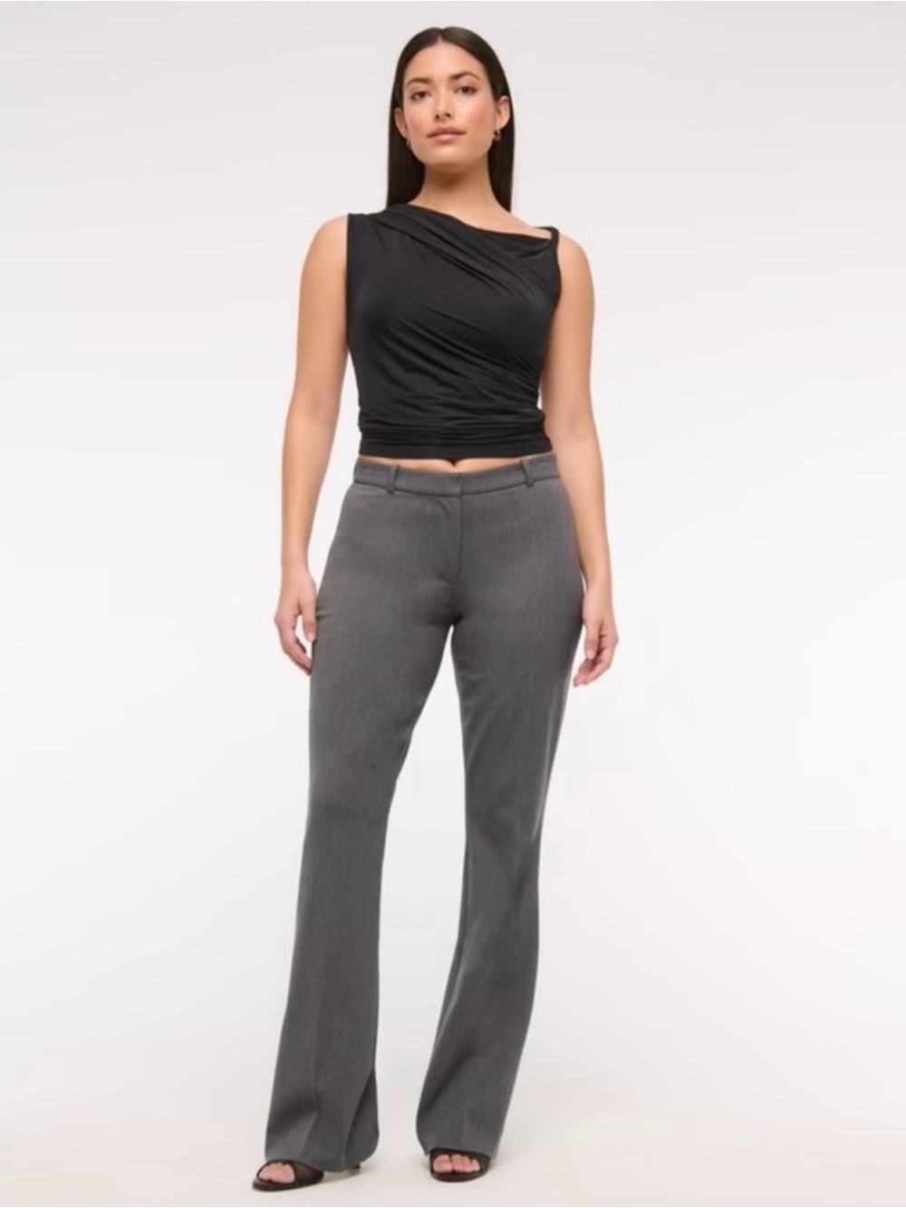 NWT Abercrombie curve love low rise stretch slim boot trouser pants dark gray 31